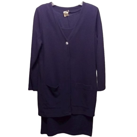 2-Piece Cobalt Blue Sheath Dress and Matching Cardigan Size 14 - Picture 3 of 10